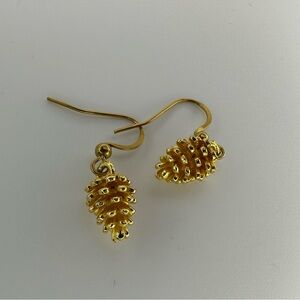 Elegant Gold Christmas Pinecone Earrings